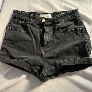 black denim mom shorts
